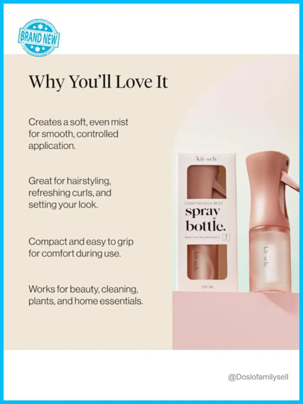 Continuous Spray Bottle Fine Mist Mister Water Spray Bottle for Hair Styling